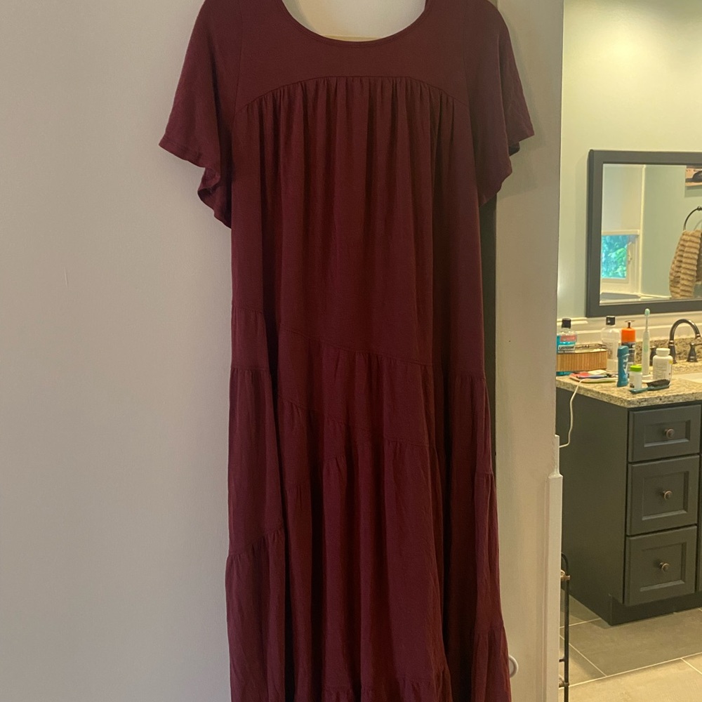 NWOT Free People FP Beach Scoop Back Maroon Maxi Dress Medium Oversized